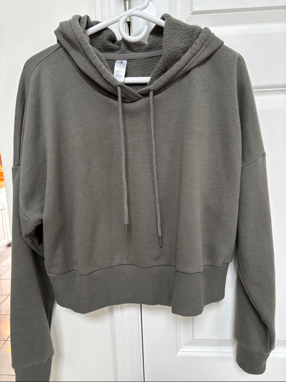 90 Degree By Reflex Gray Cropped Hooded Sweatshirt